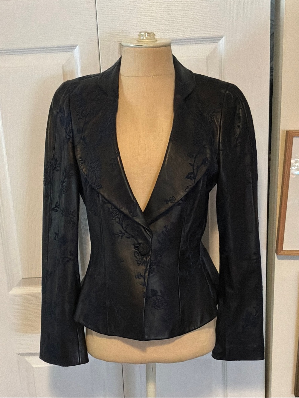 Armani Collezioni Leather Single Button Blazer